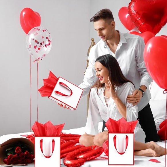 5 Pack Metallic Paper Gift Bags with Handle and Tissue 9 x 7 x 3.1 - Picture 3 of 6